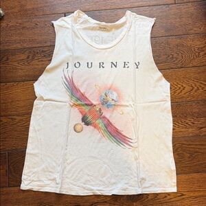 Lauren Moshi White Journey Graphic Muscle Tee with Multicolor Wings